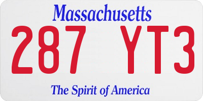 MA license plate 287YT3