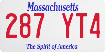 MA license plate 287YT4