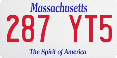 MA license plate 287YT5