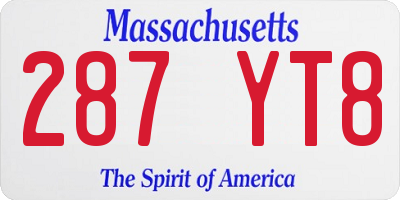 MA license plate 287YT8