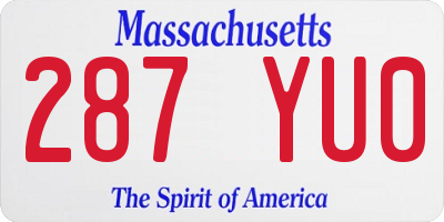 MA license plate 287YU0