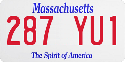 MA license plate 287YU1