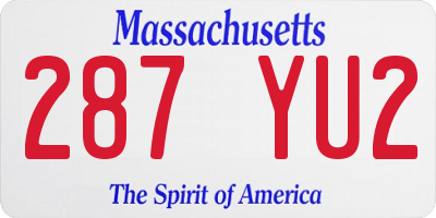 MA license plate 287YU2