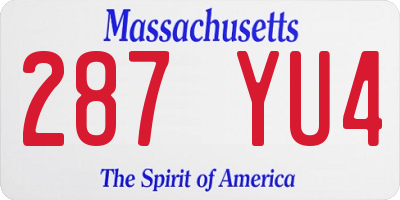 MA license plate 287YU4