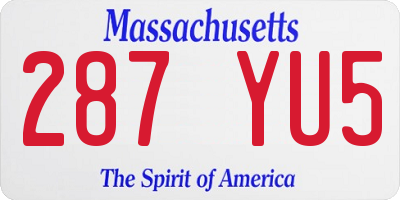 MA license plate 287YU5