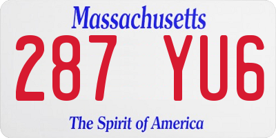 MA license plate 287YU6