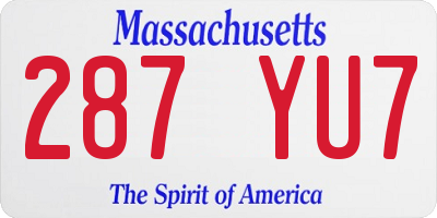 MA license plate 287YU7