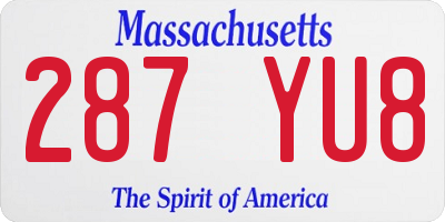 MA license plate 287YU8