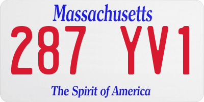 MA license plate 287YV1