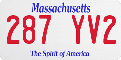 MA license plate 287YV2