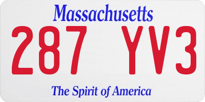 MA license plate 287YV3