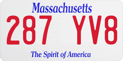 MA license plate 287YV8