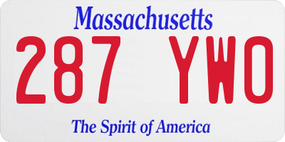 MA license plate 287YW0
