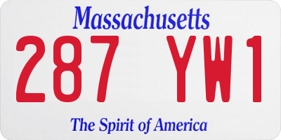 MA license plate 287YW1