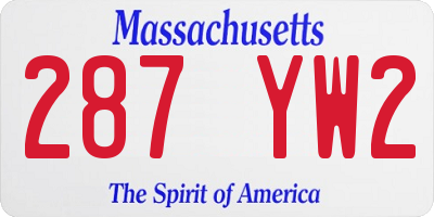 MA license plate 287YW2