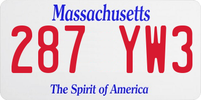MA license plate 287YW3