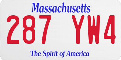 MA license plate 287YW4