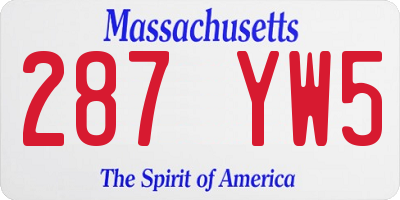 MA license plate 287YW5