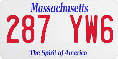 MA license plate 287YW6