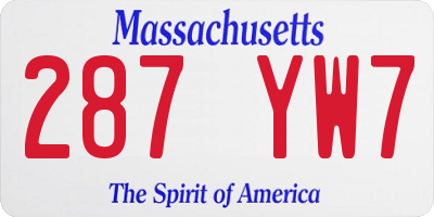 MA license plate 287YW7