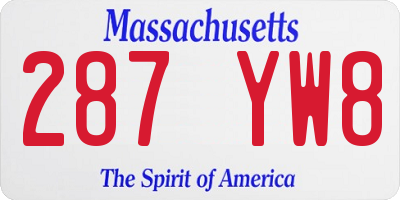 MA license plate 287YW8