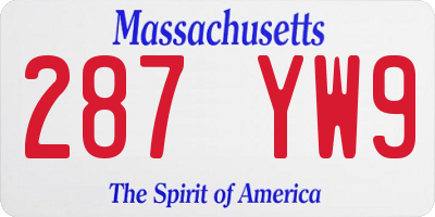 MA license plate 287YW9