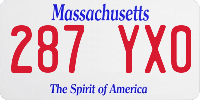MA license plate 287YX0