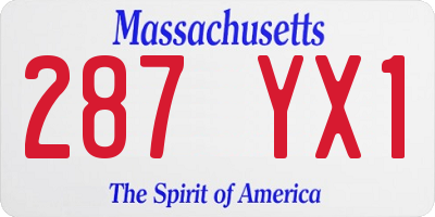MA license plate 287YX1