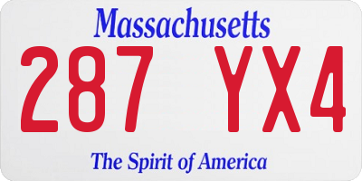 MA license plate 287YX4