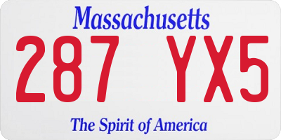 MA license plate 287YX5