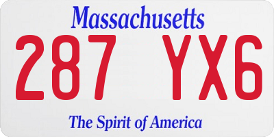 MA license plate 287YX6