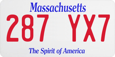 MA license plate 287YX7