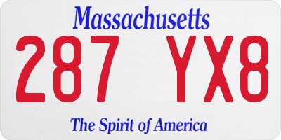 MA license plate 287YX8