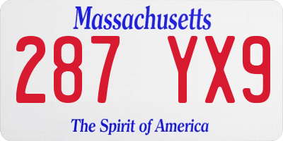 MA license plate 287YX9