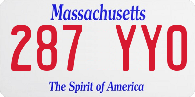 MA license plate 287YY0