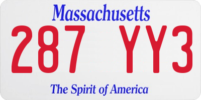MA license plate 287YY3