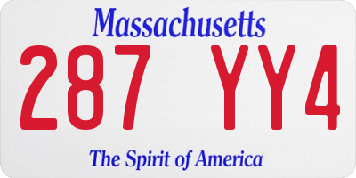 MA license plate 287YY4
