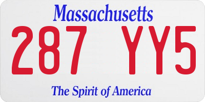 MA license plate 287YY5