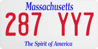 MA license plate 287YY7