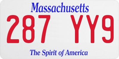MA license plate 287YY9