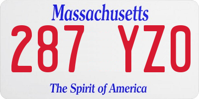 MA license plate 287YZ0