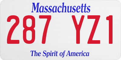 MA license plate 287YZ1