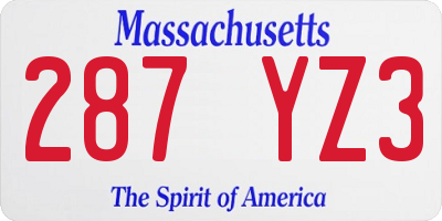 MA license plate 287YZ3