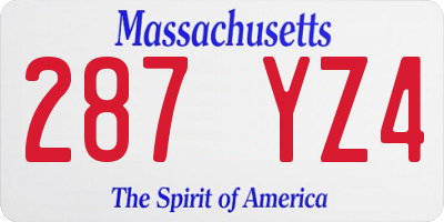 MA license plate 287YZ4