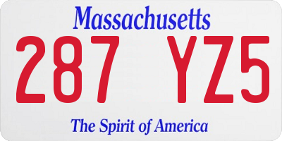 MA license plate 287YZ5