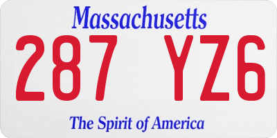 MA license plate 287YZ6