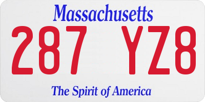 MA license plate 287YZ8