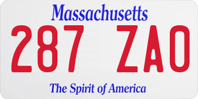 MA license plate 287ZA0