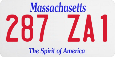 MA license plate 287ZA1