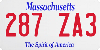 MA license plate 287ZA3